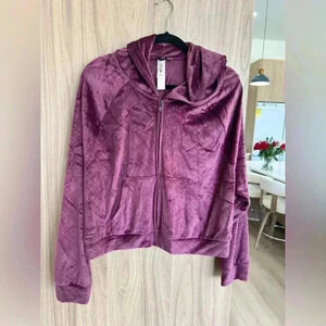 NWT Victoria’s Secret velour velvet purple eggplant zipper hoodie XXL sweatshirt